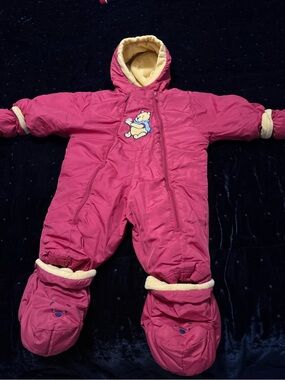 Disney Red Hooded One-Piece Footie with Cream Lining